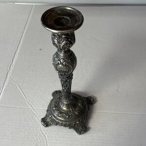 Wm Rogers & Son Silver Candle Holder Silverplate Heavy Old Ornate Antique Rare